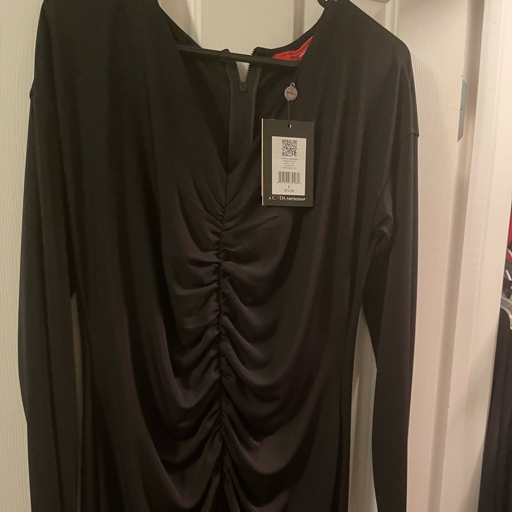 Black dress with ruching